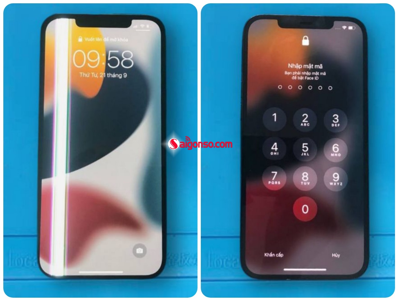 giá thay màn hình iphone x bị sọc xanh
